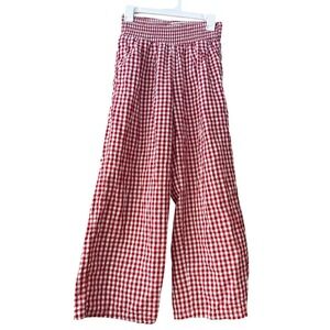 Gingham Wide Leg Red Gaucho Pants Medium Heritage Lounge Scandigirl Preppy Boho